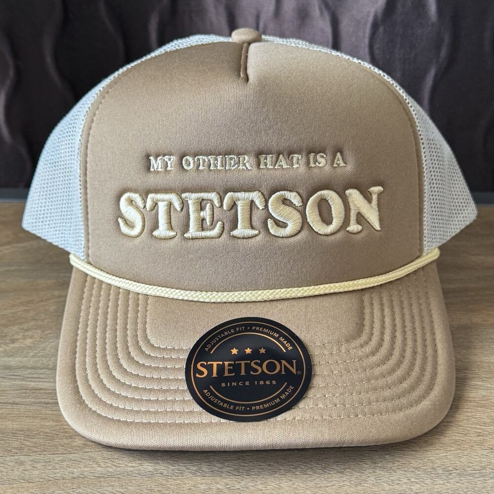 Stetson Unisex My Other Hat Is A Tan/White Cotton Blend Baseball Cap Hat OS